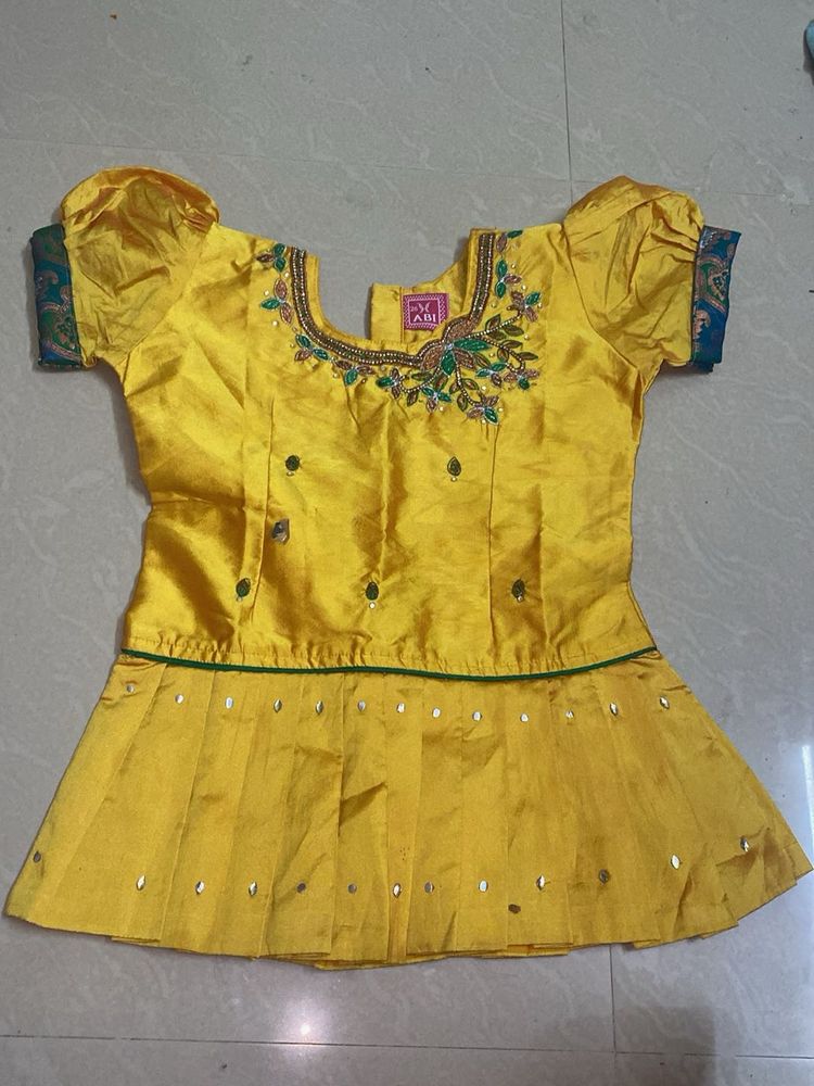 Yellow Embroidered Lehenga Choli Shirt