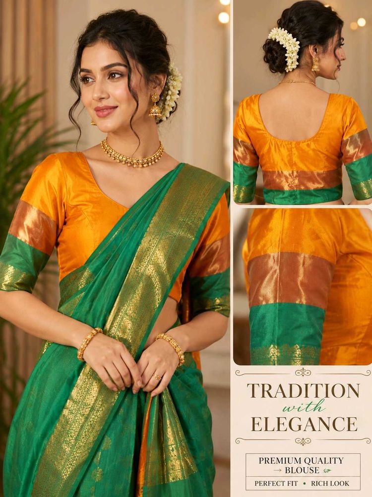 Elegant Orange and Green Saree
