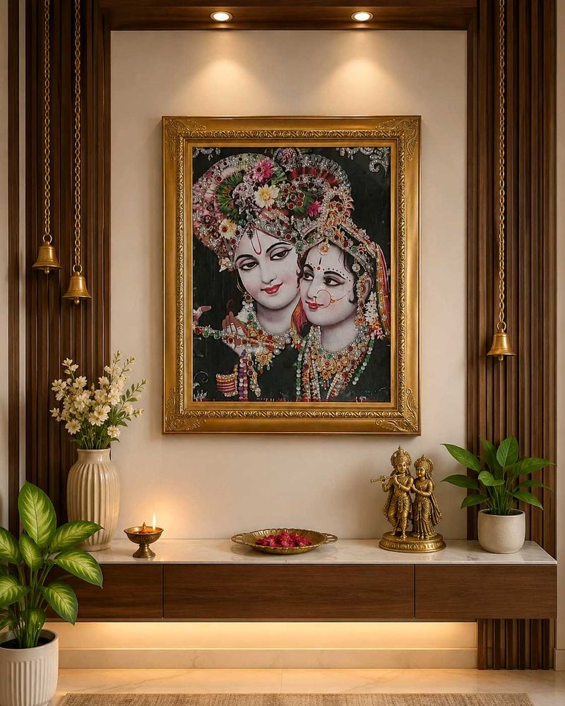 Elegant Radha Krishna Framed Art