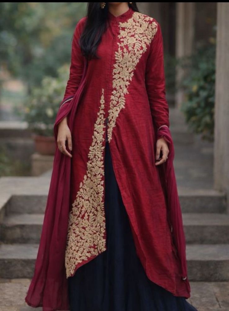 Elegant Embroidered Red Anarkali Suit