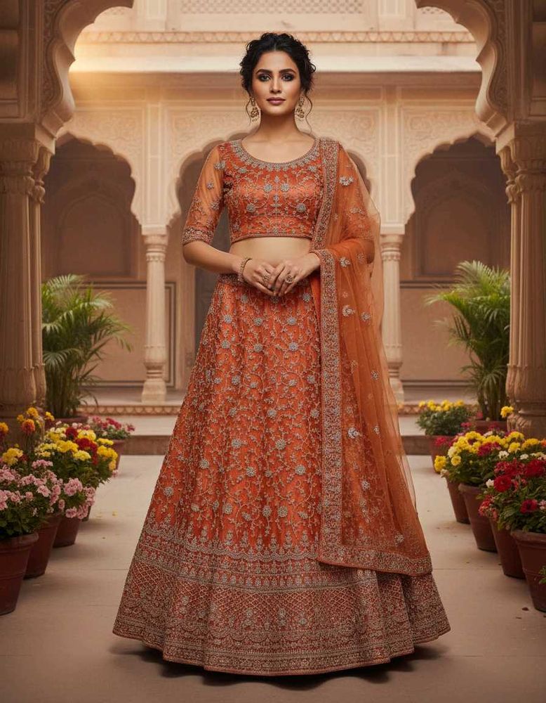 Gorgeous Orange Lehenga Choli Set