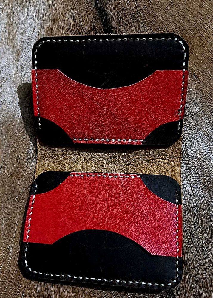 Handmade Red &amp; Black Leather Wallet