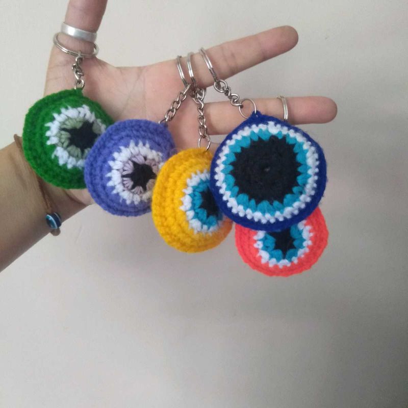 Crocheted Evil Eye Keychains