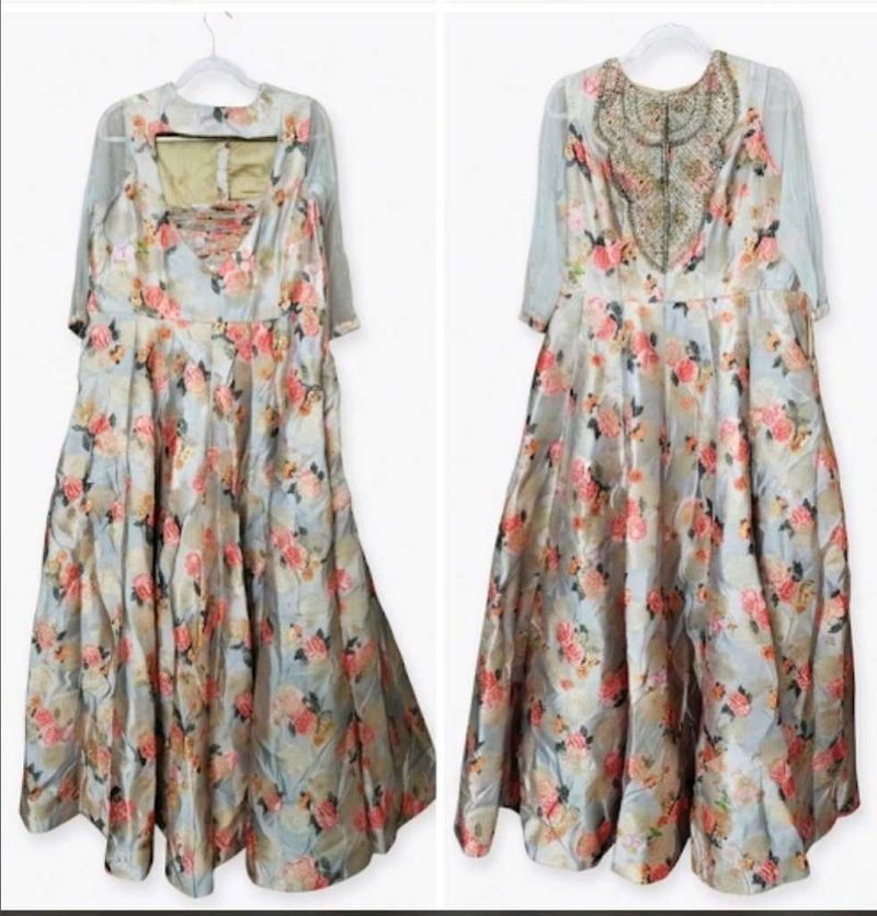 Floral Print Anarkali Gown