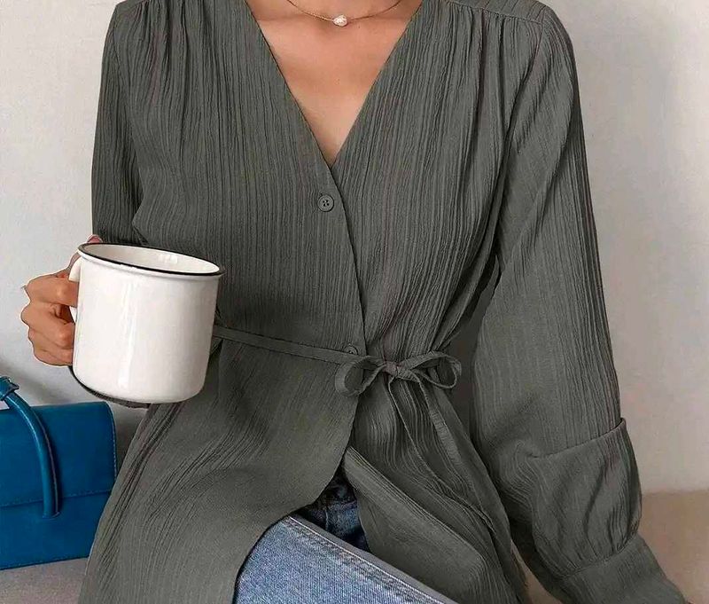 Chic V-Neck Tie-Waist Tunic