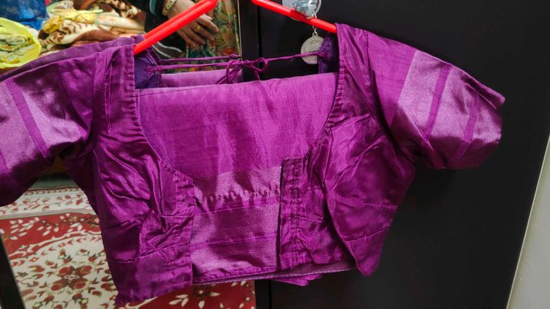 Magenta /Purple Saree with stitched blouse
