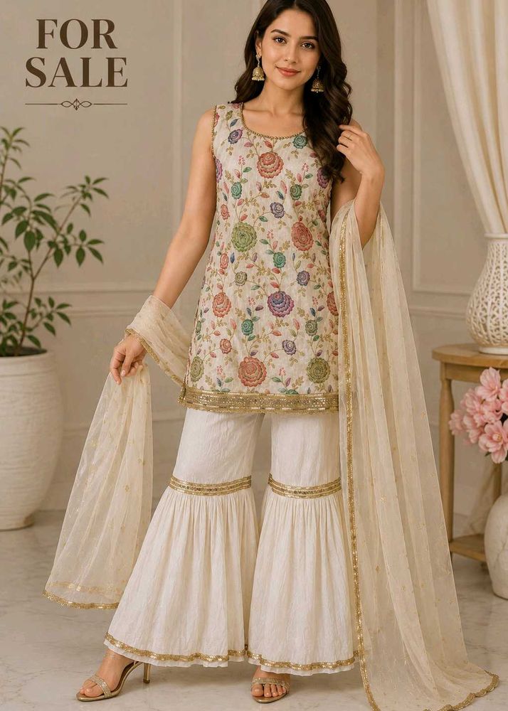 Embroidered Sharara Set with Dupatta