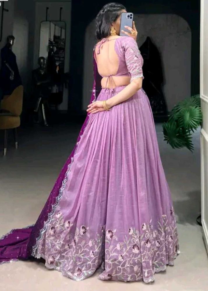 Brand new unstitched Elegant Lavender Lengha