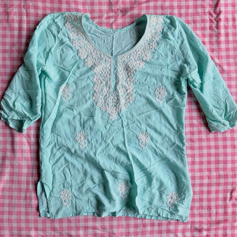 Light Blue Embroidered Kurta