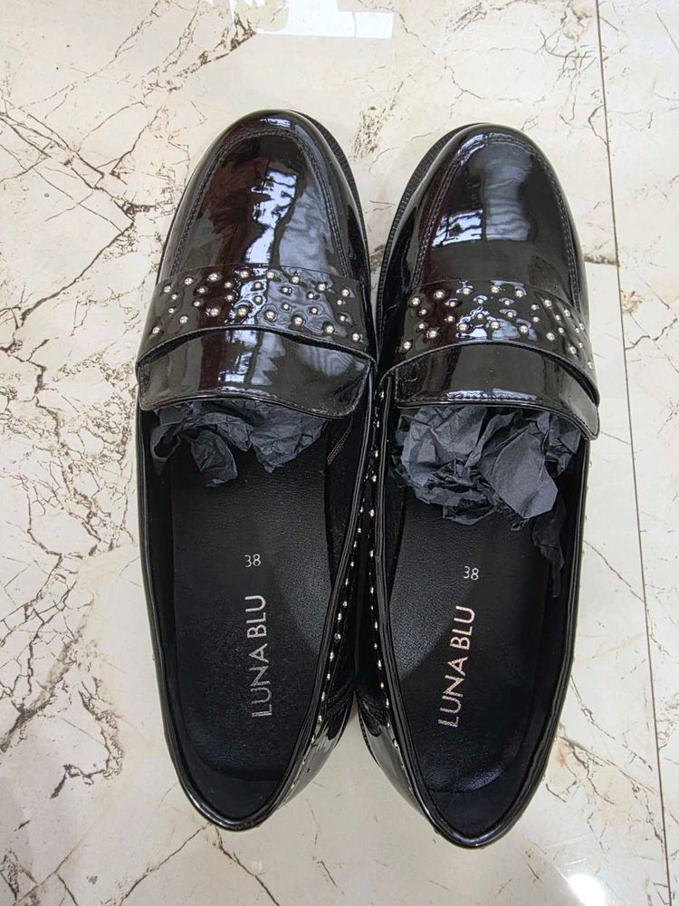 brand new Luna Blu Black Studded Loafers