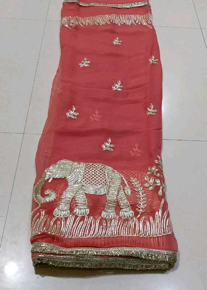 Stunning Elephant Embroidered Saree