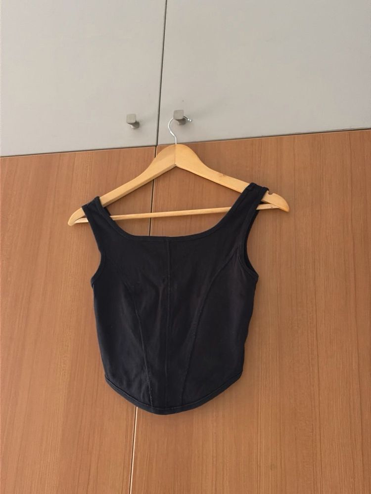 Black Corset Style Tank Top
