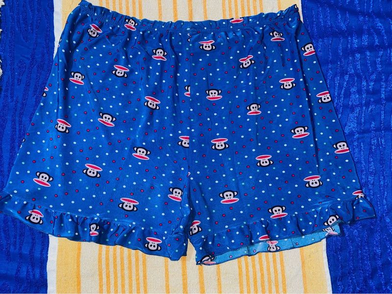 Blue Monkey Print Shorts