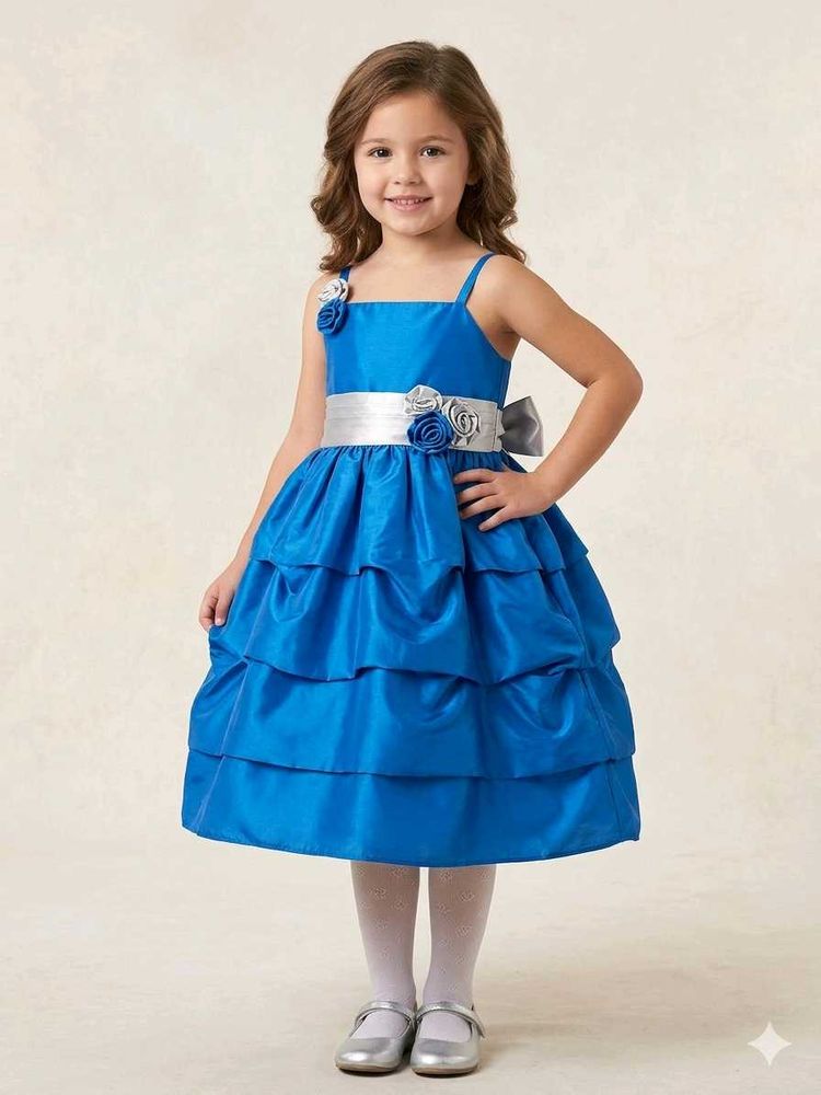 Girls Royal Blue Ruffled Party Dress