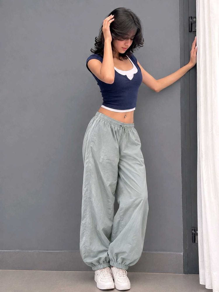 Pale Blue Casual Pants