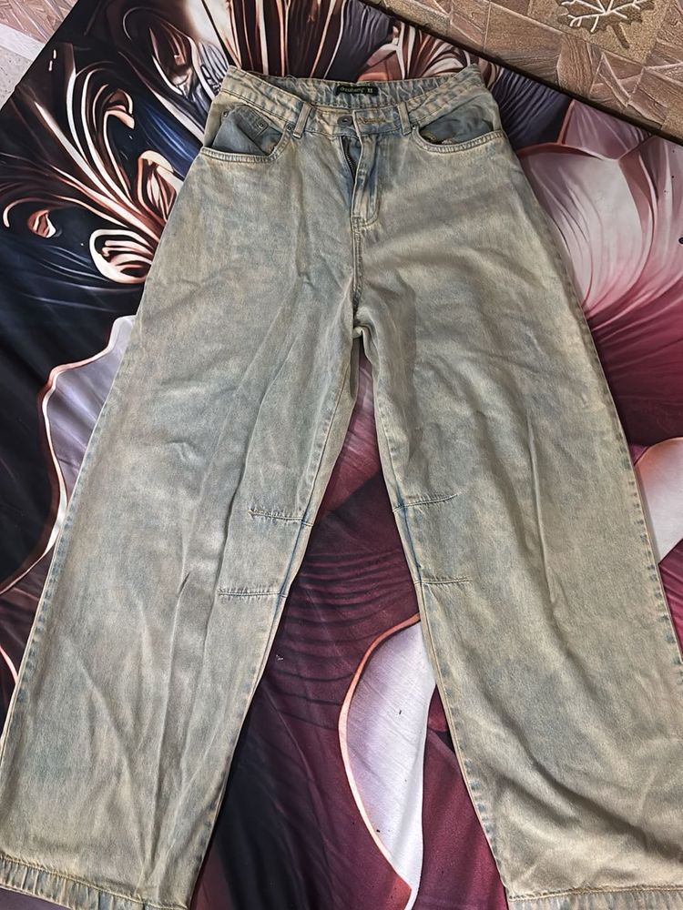 Vintage Wash Wide Leg Jeans