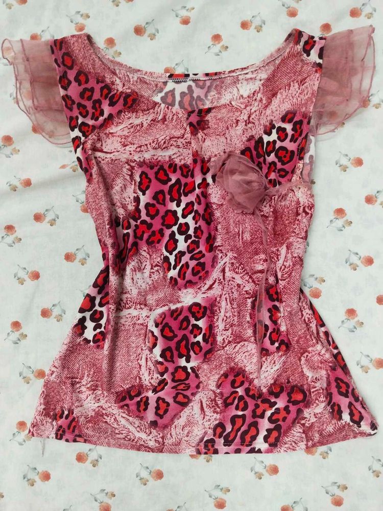 Pink animal print top