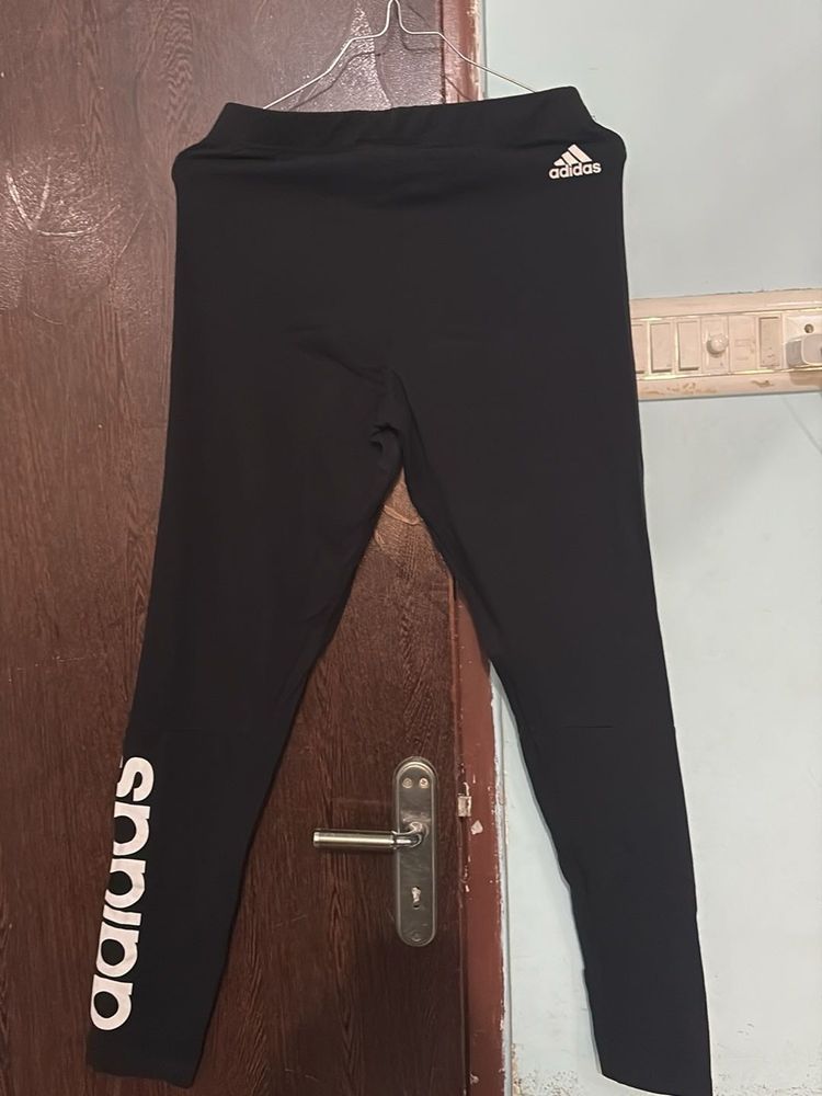 Adidas Black Leggings with Logo Detail