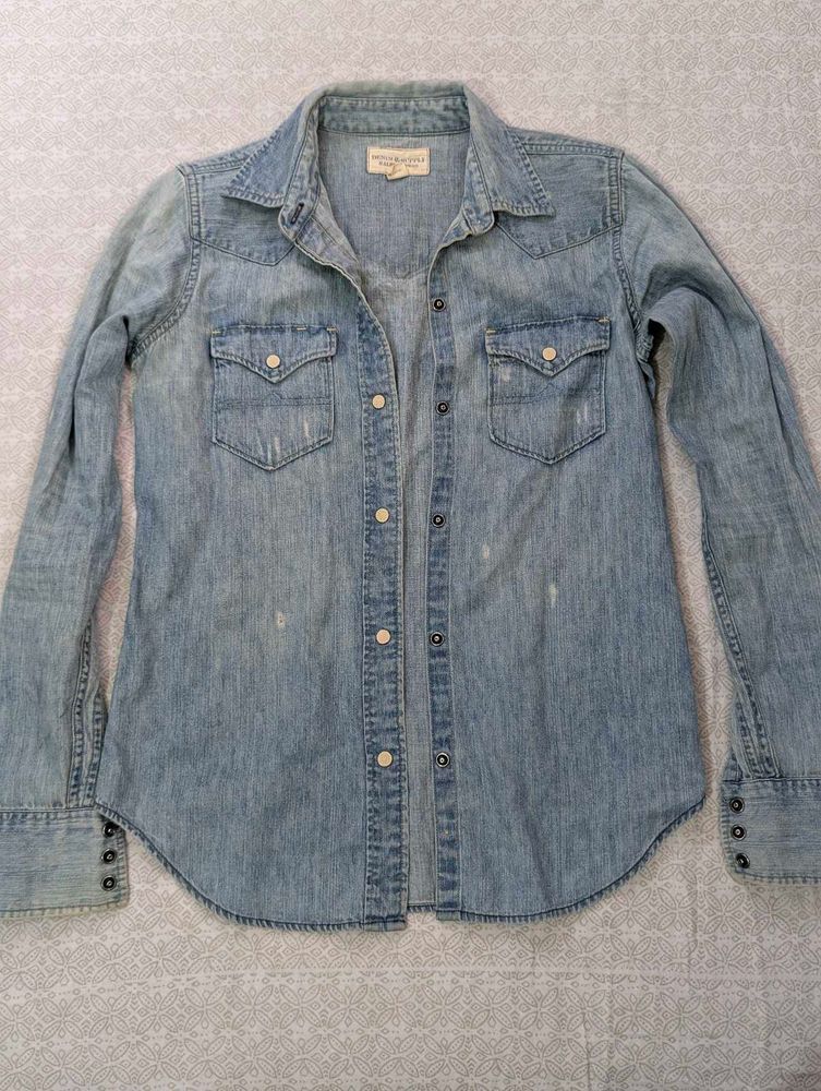 Light Wash Denim Western Shirt