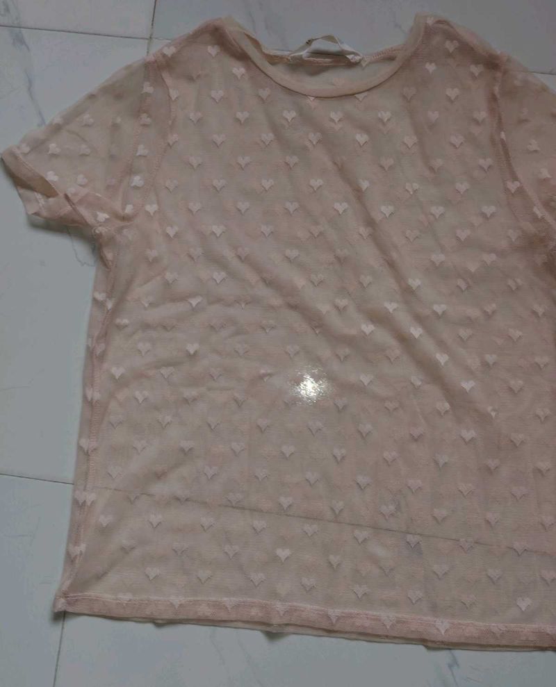 Sheer Heart Print T-Shirt
