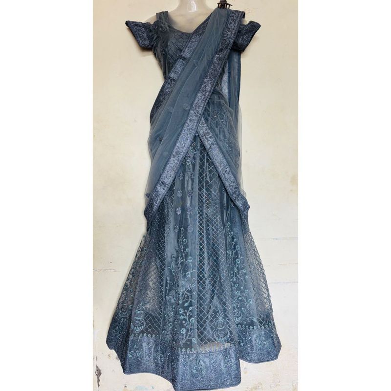 Stunning Grey Embroidered Lehenga Choli