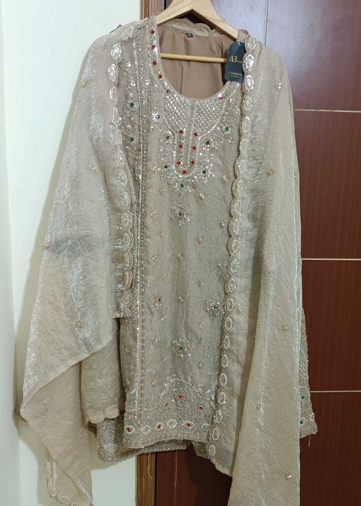 Embellished Kurta with sharara and Dupatta Set