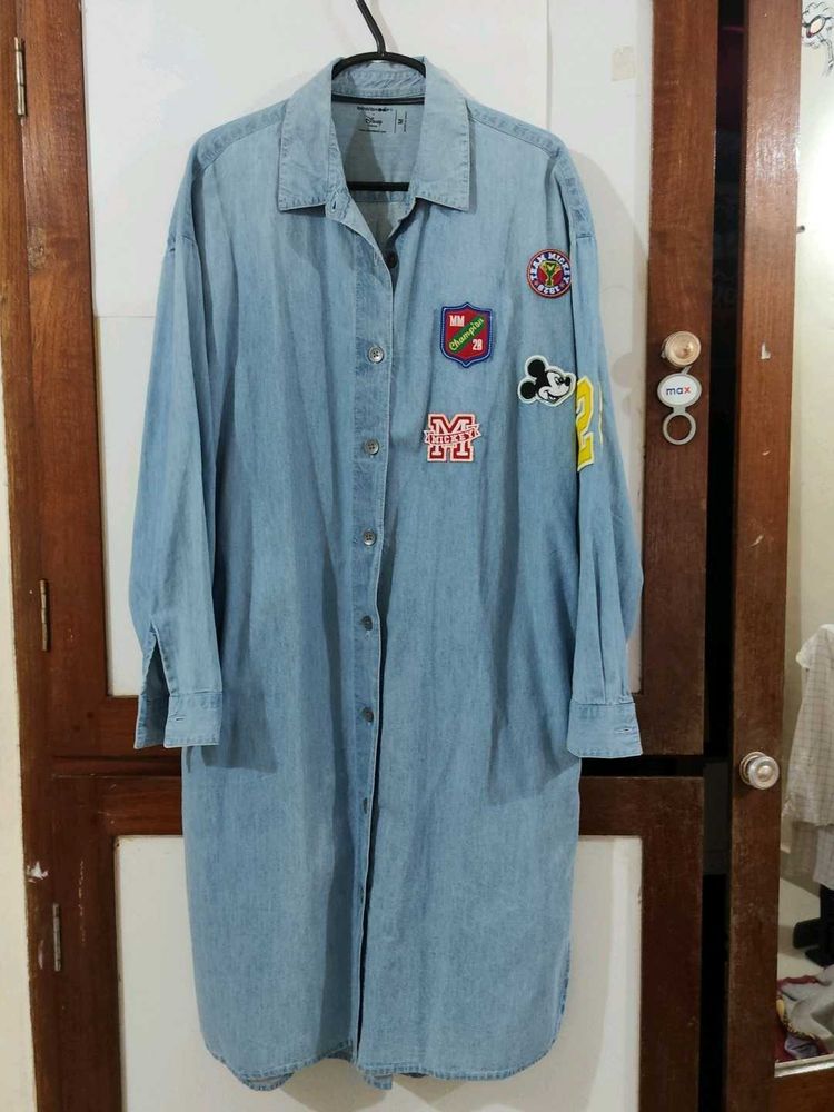 NEW. Denim Blue Oversized Shirt Dress Size M
