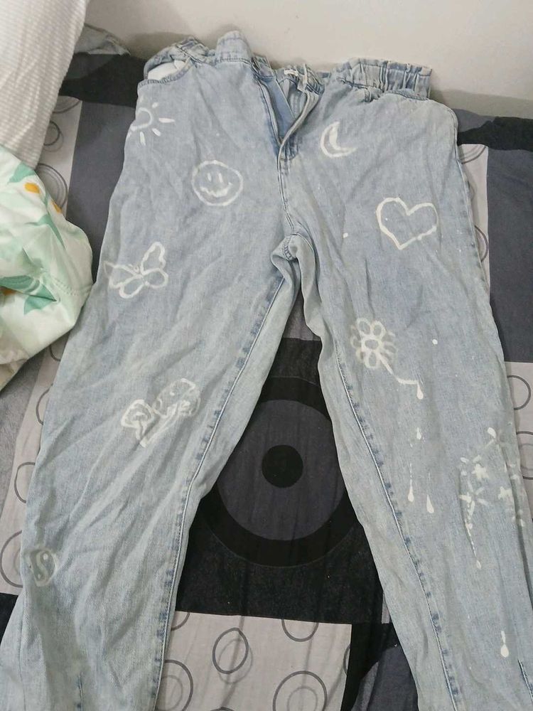 Light Wash Jeans with Fun Graphics