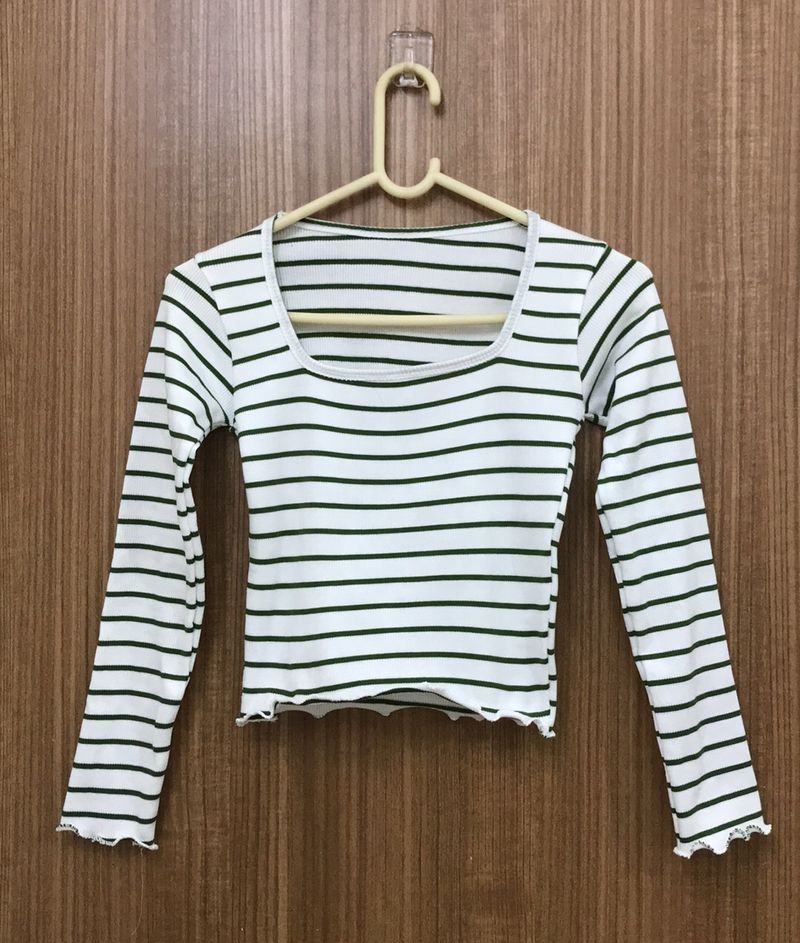 Green Stripes Long Sleeves T-shirt