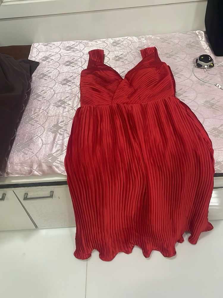 Stunning Red Pleated Dress