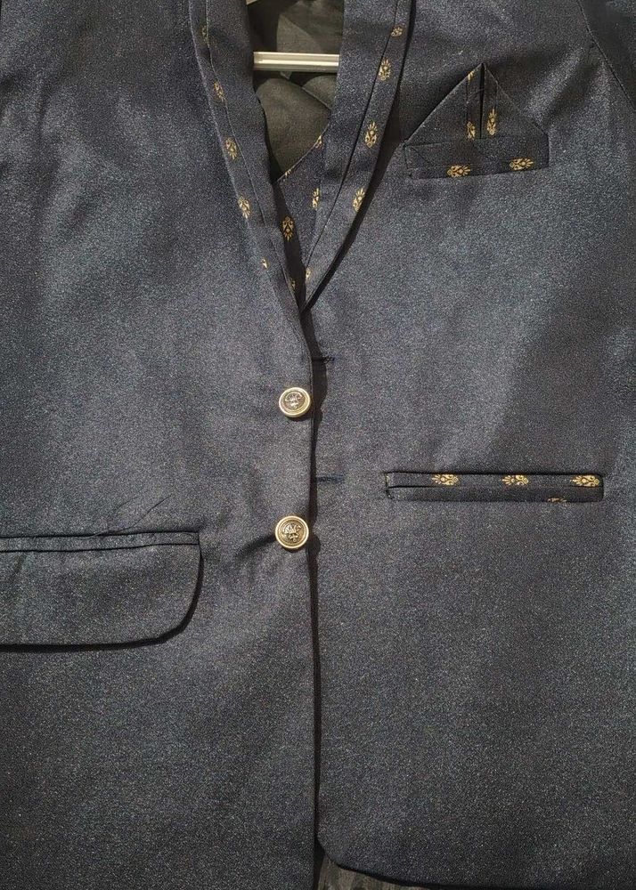 Men's Dark Nehru Jacket with Print