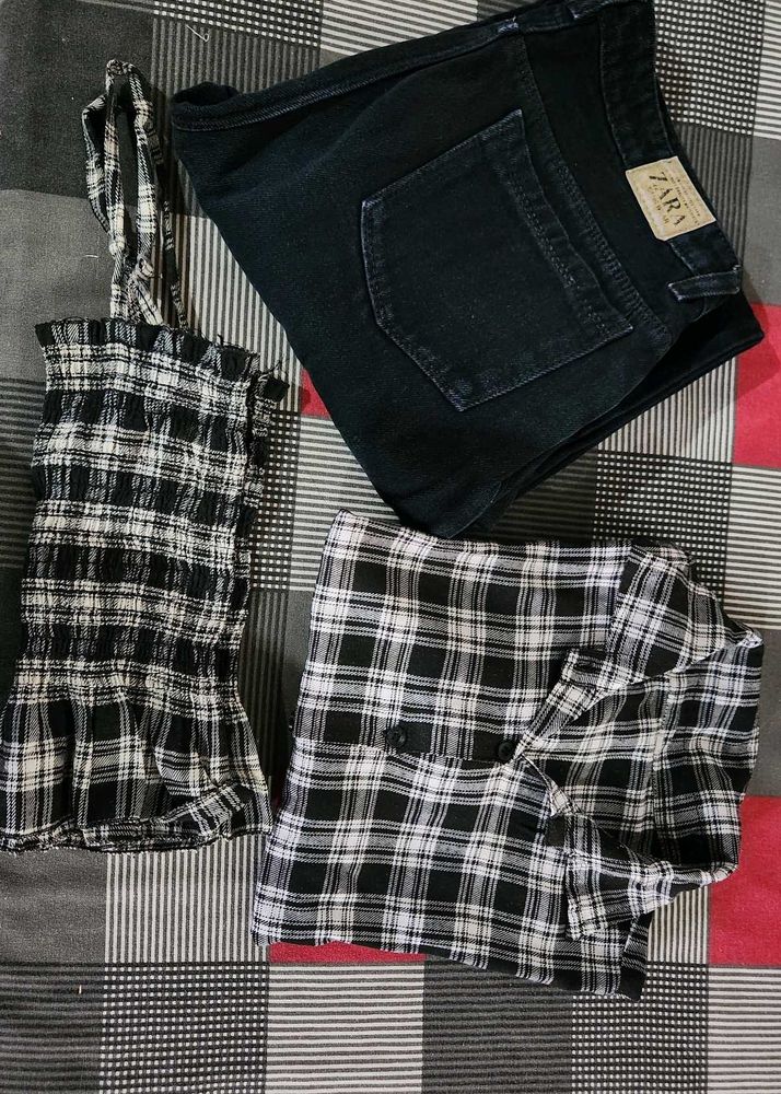 Combo of Shirt with under styling top and Zara Bla