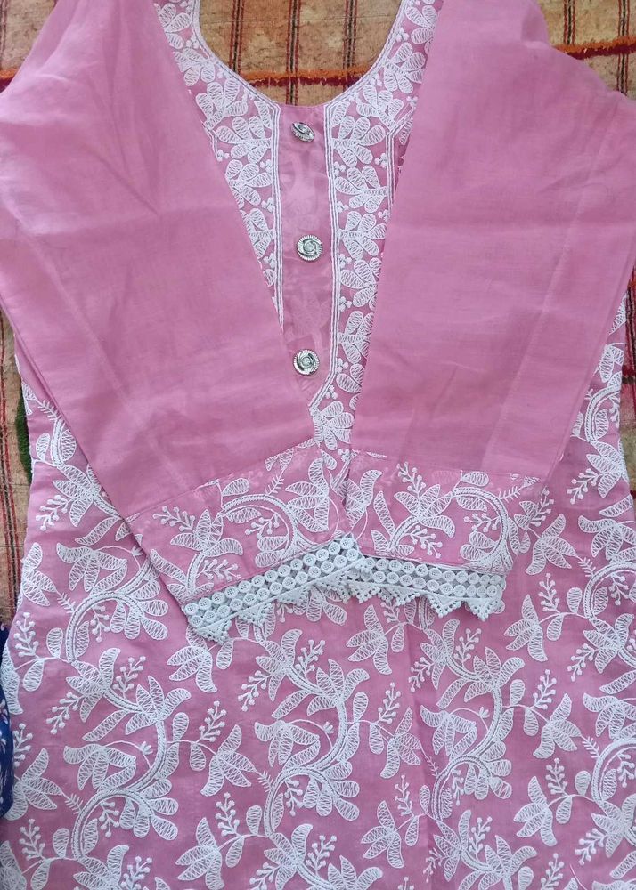 Pink Chikankari Kurta Set