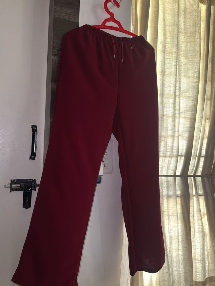 Maroon Wide Leg Pants
