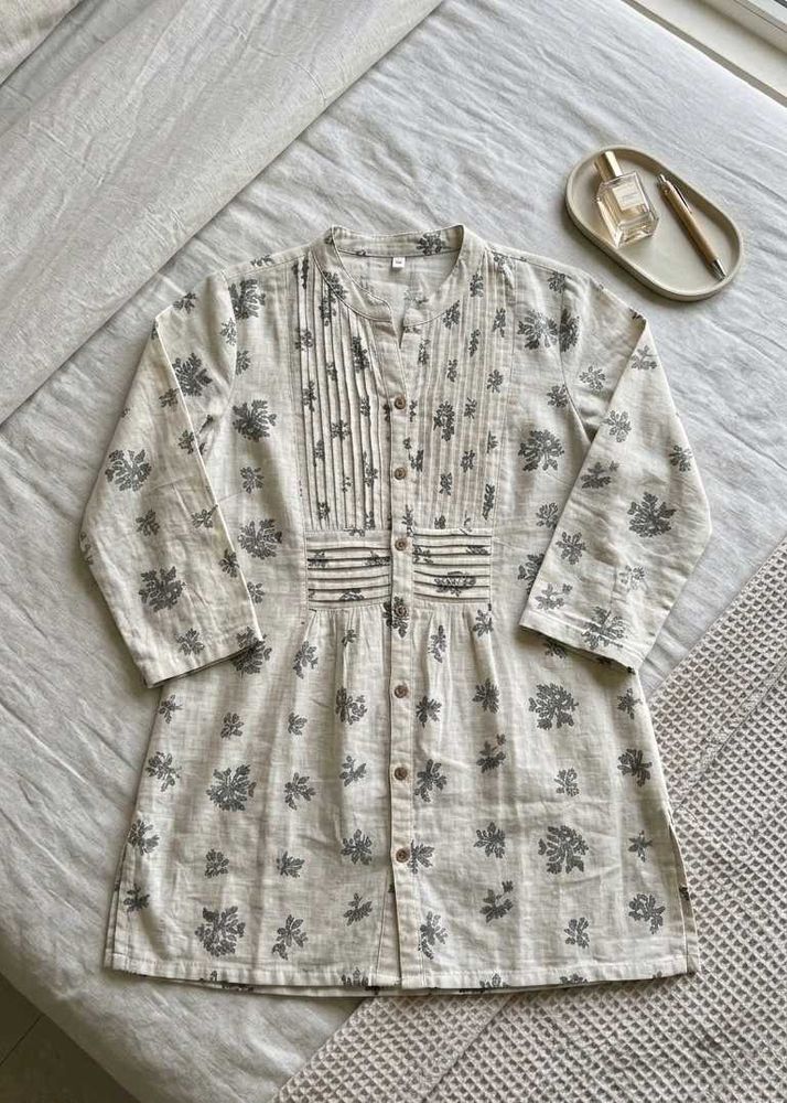 Chic Floral Print Cotton Kurta