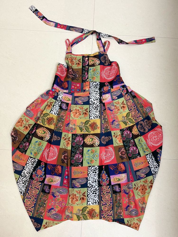 Boho Patchwork Print Halter Dress