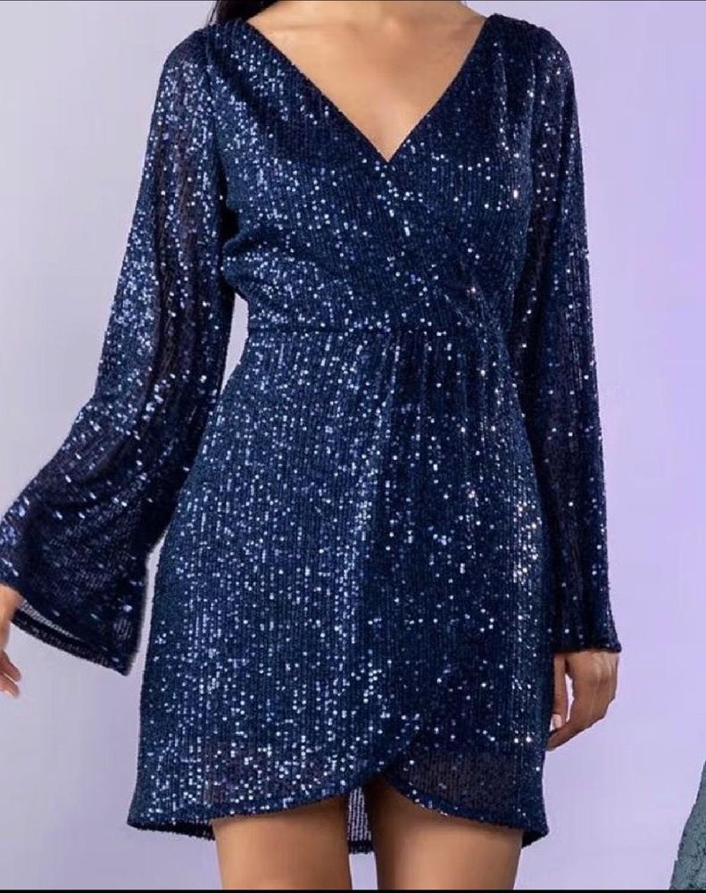 Sparkling Navy Blue Sequin Dress