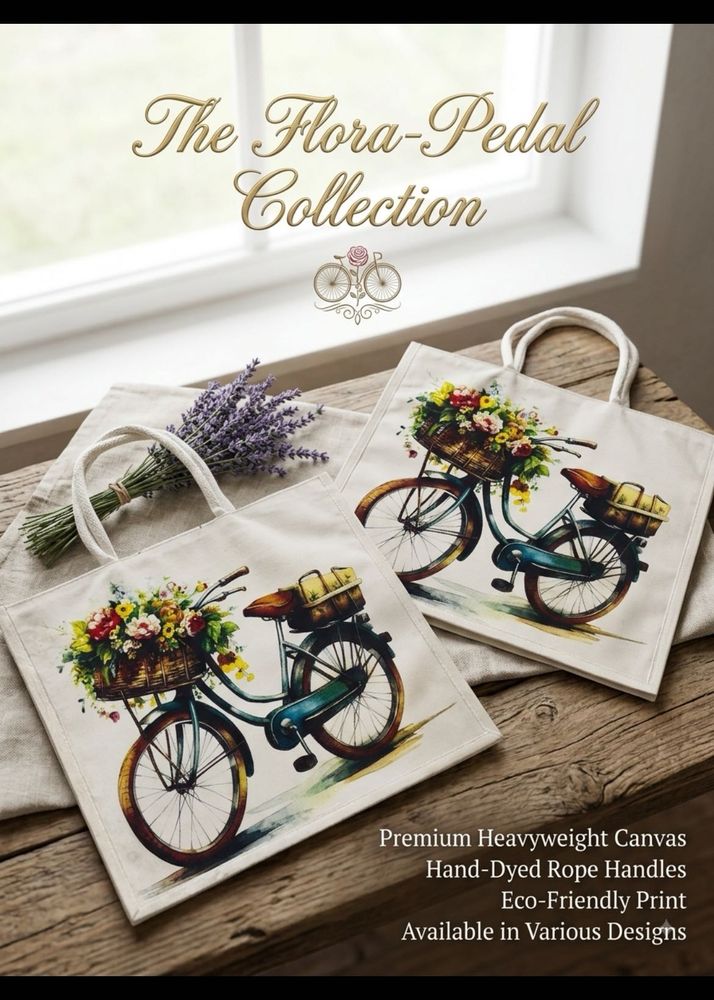 Floral Bicycle Tote Bag