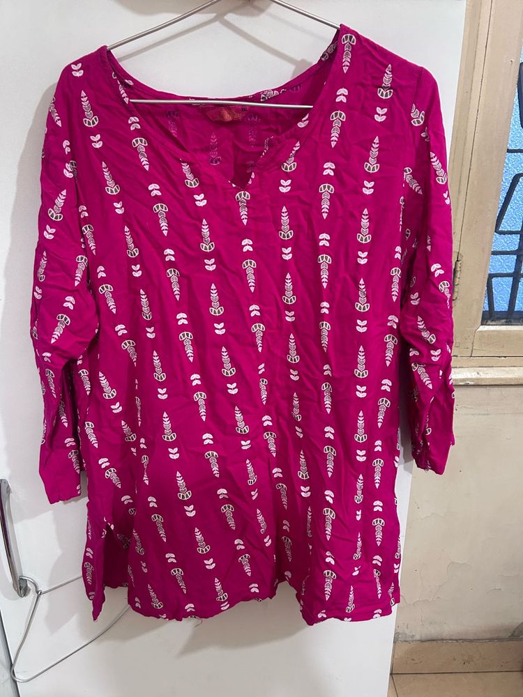Pink Printed Kurta