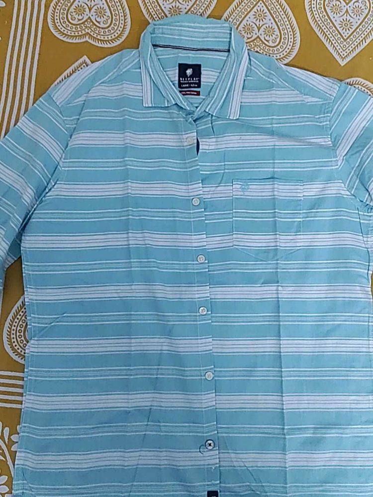 Men's Blue Striped Casual Shirt
