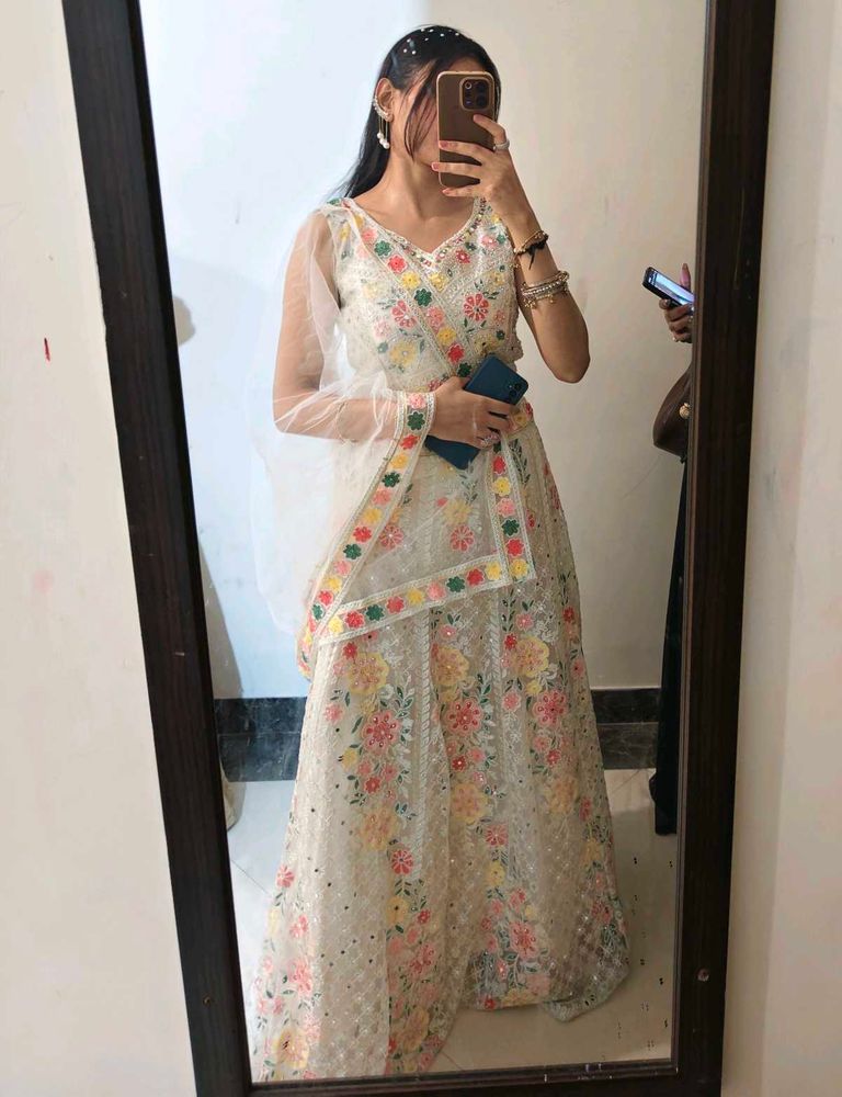 Embroidered Lehenga Choli Set Mirror work