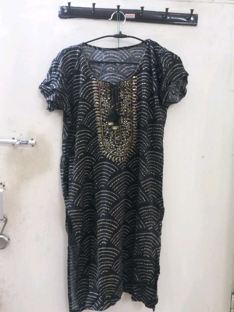 Black And Golden Short Kurti