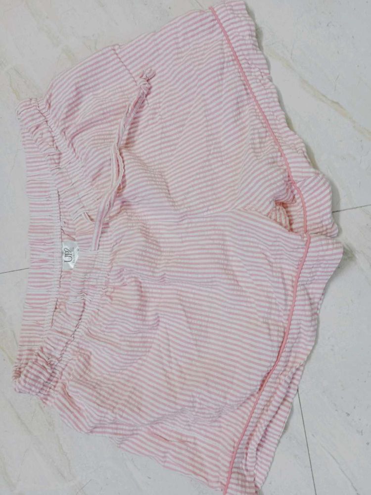 Pink Striped Pajama Shorts