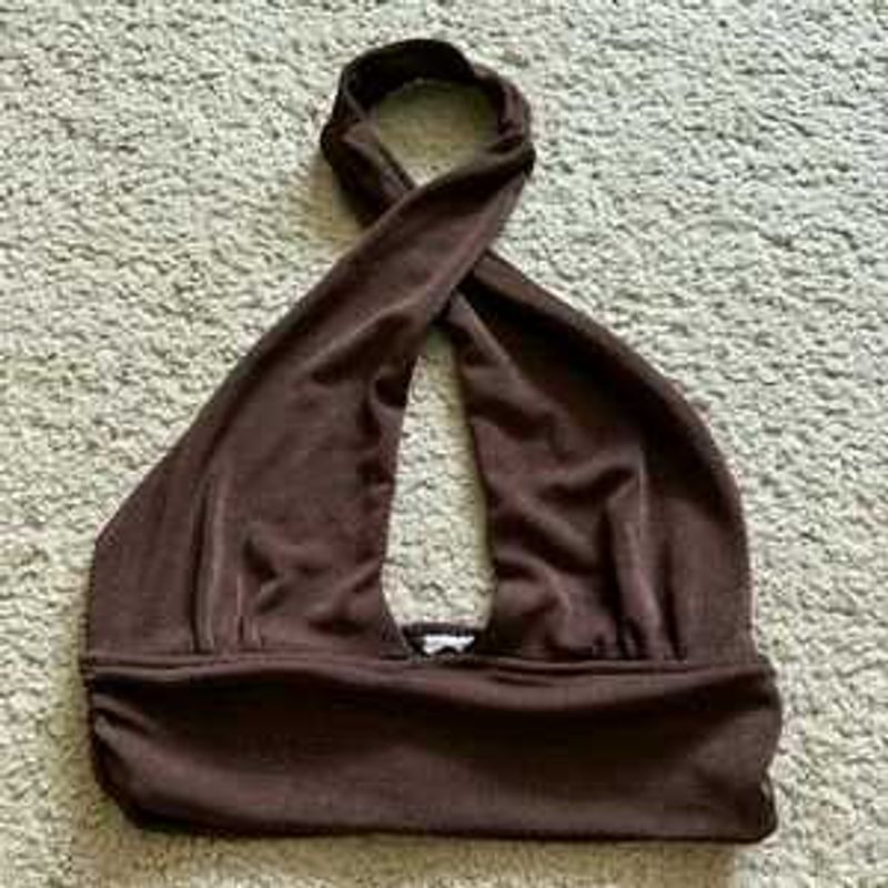 H&amp;M Brown Halter Neck Top