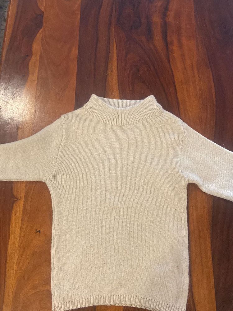 Cream Knit Mock Neck Sweater
