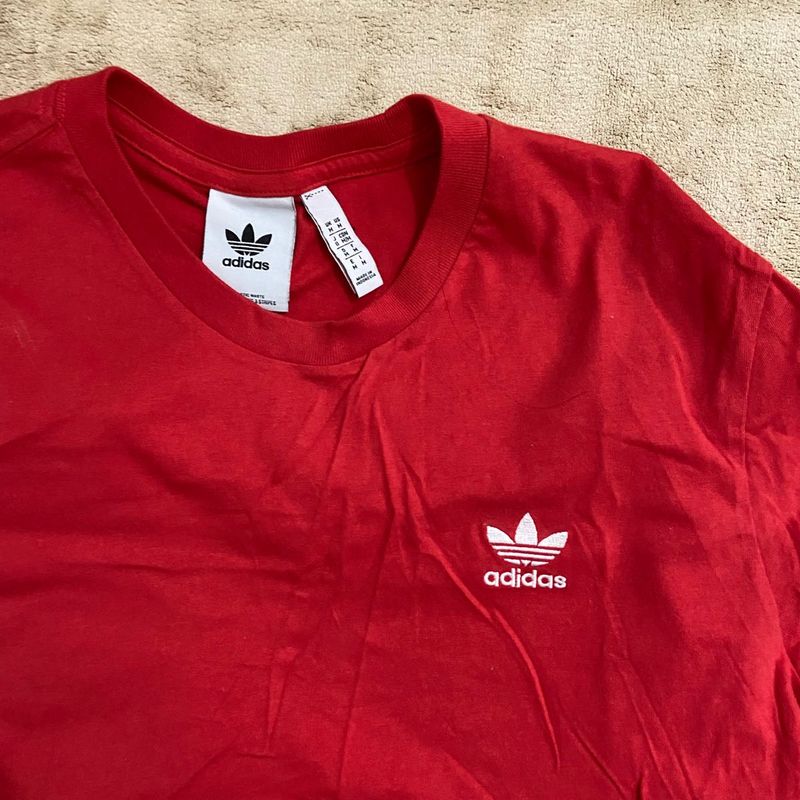 Unisex Red Adidas T-Shirt