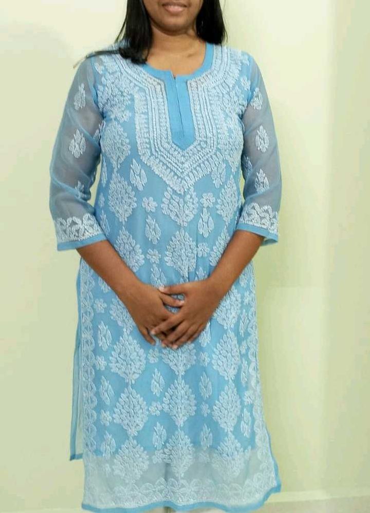 Sky Blue Chikankari Kurta