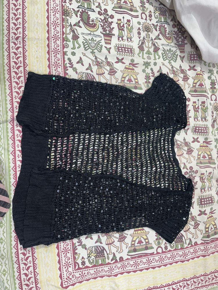 Elegant Black Sequin Blouse