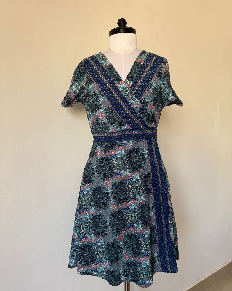 Boho Print Wrap Dress
