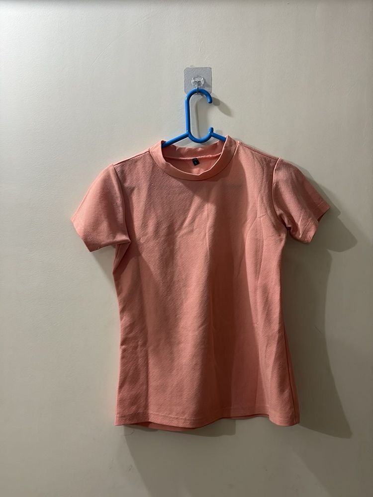 Peach Crew Neck T-Shirt
